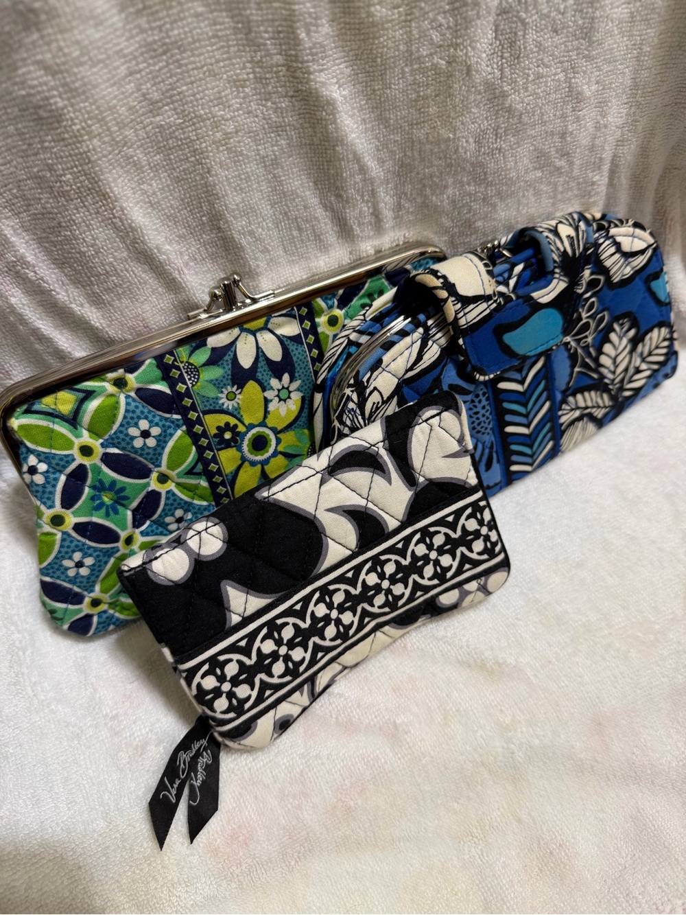 Vera Bradley Blue & Green Patterned Quilted Clutch Set